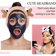 Jutom panda-style headband helps keep hair tidy during facial cleansing.
