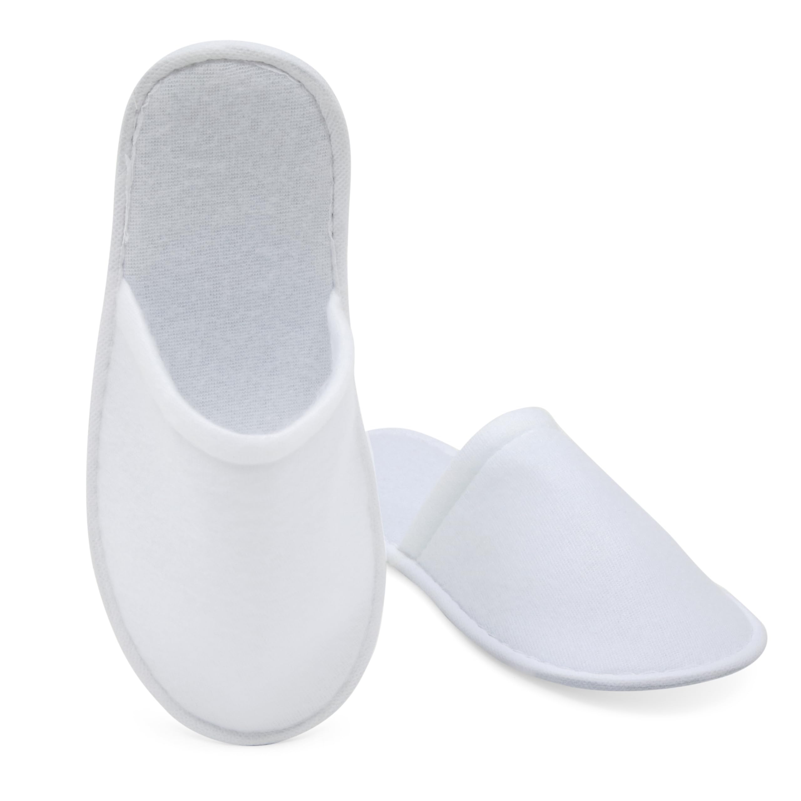 Juvale white disposable slippers ready for guest room use during events