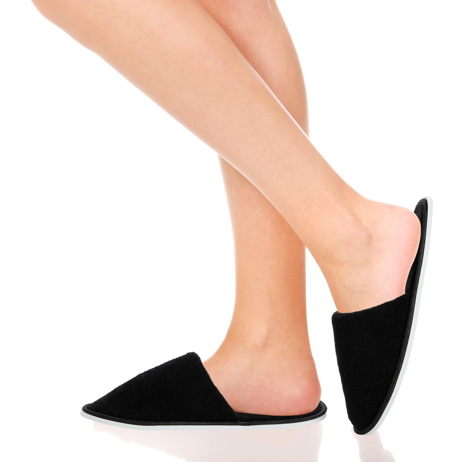 Juvale disposable slippers plush upper close-up emphasizes cozy fleece.