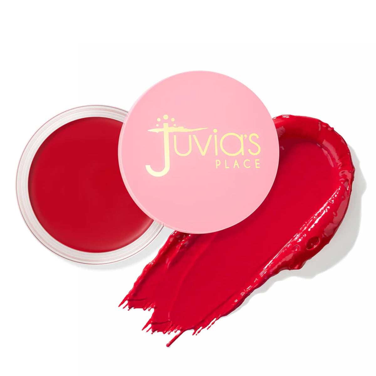 Juvia's Place Blushed Cream Blush Cheeky Cherry compact shows versatile color for cheeks and lips.