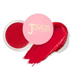 Juvia's Place Blushed Cream Blush Cheeky Cherry compact shows versatile color for cheeks and lips.