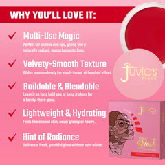 Juvia's Place Blushed Cream Blush applied on lips for cohesive color.