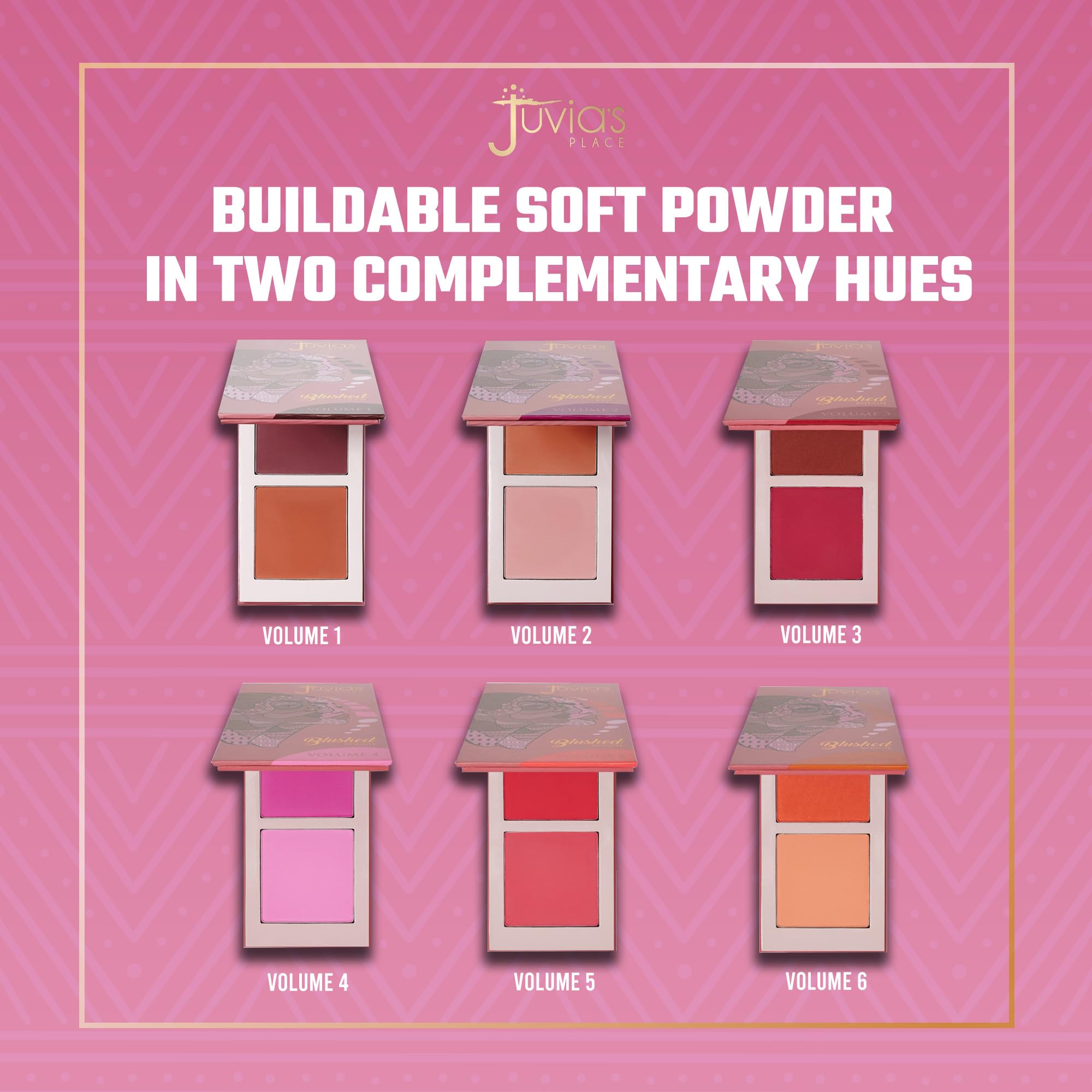 Juvia's Place Blushed Duo Volume4 close-up shows finely milled texture for smooth wear