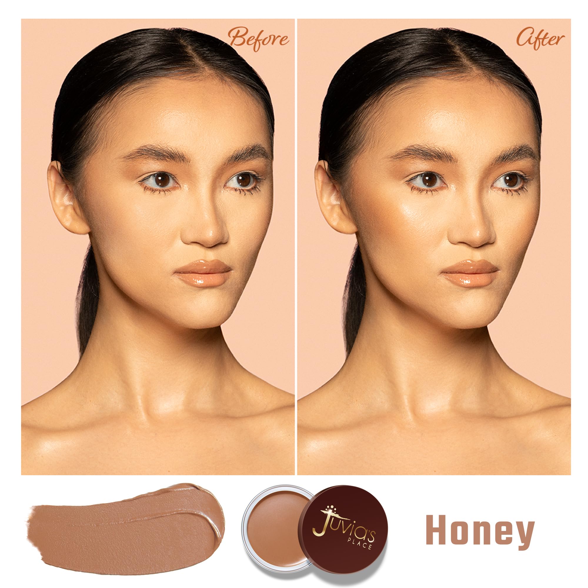 Juvia's Place Bronzed Cream Bronzer Honey on cheek for natural definition.