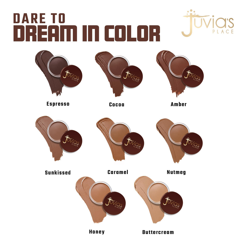 Juvia's Place Bronzed Cream Bronzer Honey jar close-up highlights premium finish.