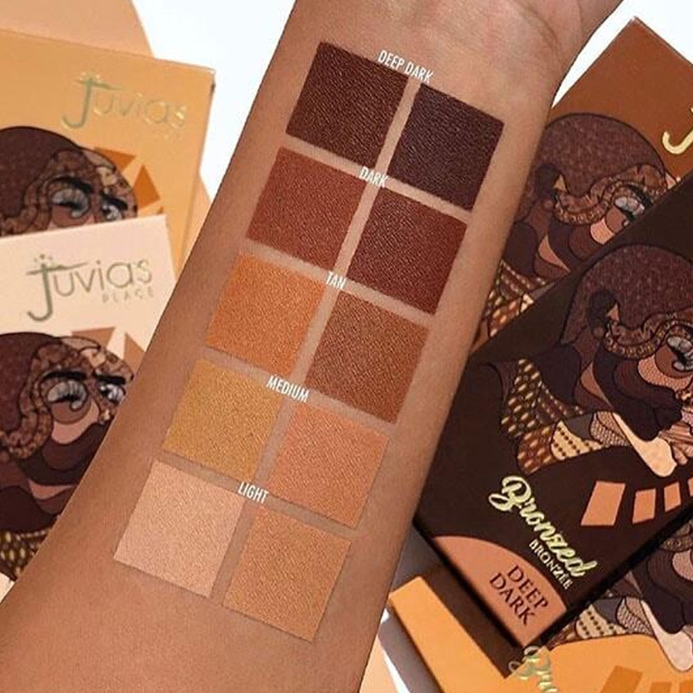 Juvia's Place Bronzed Duo Deep Dark dual-shades-mix enables customizable bronzing results.