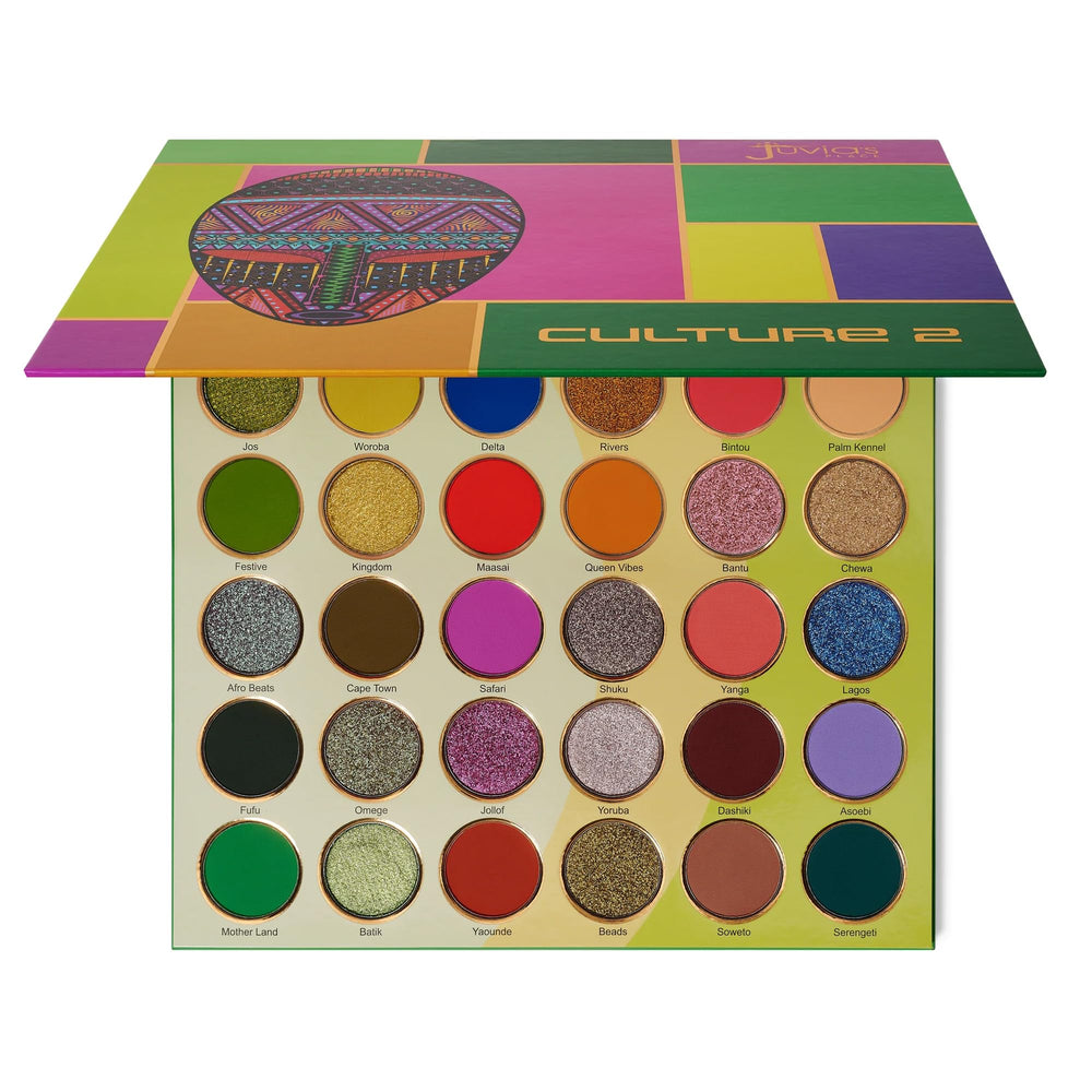 Juvia's Place Culture 2 eye shadow palette 30 shades swatches show vibrant pigment for bold looks.