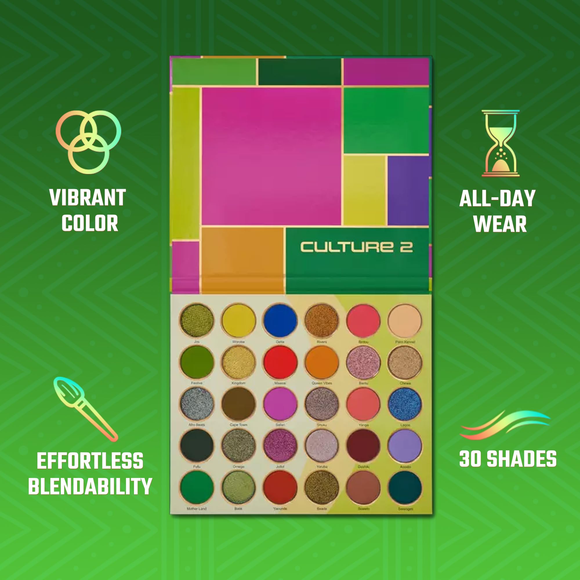 Juvia's Place Culture 2 glitter shades closeup highlights shimmering metallics for glam lids.