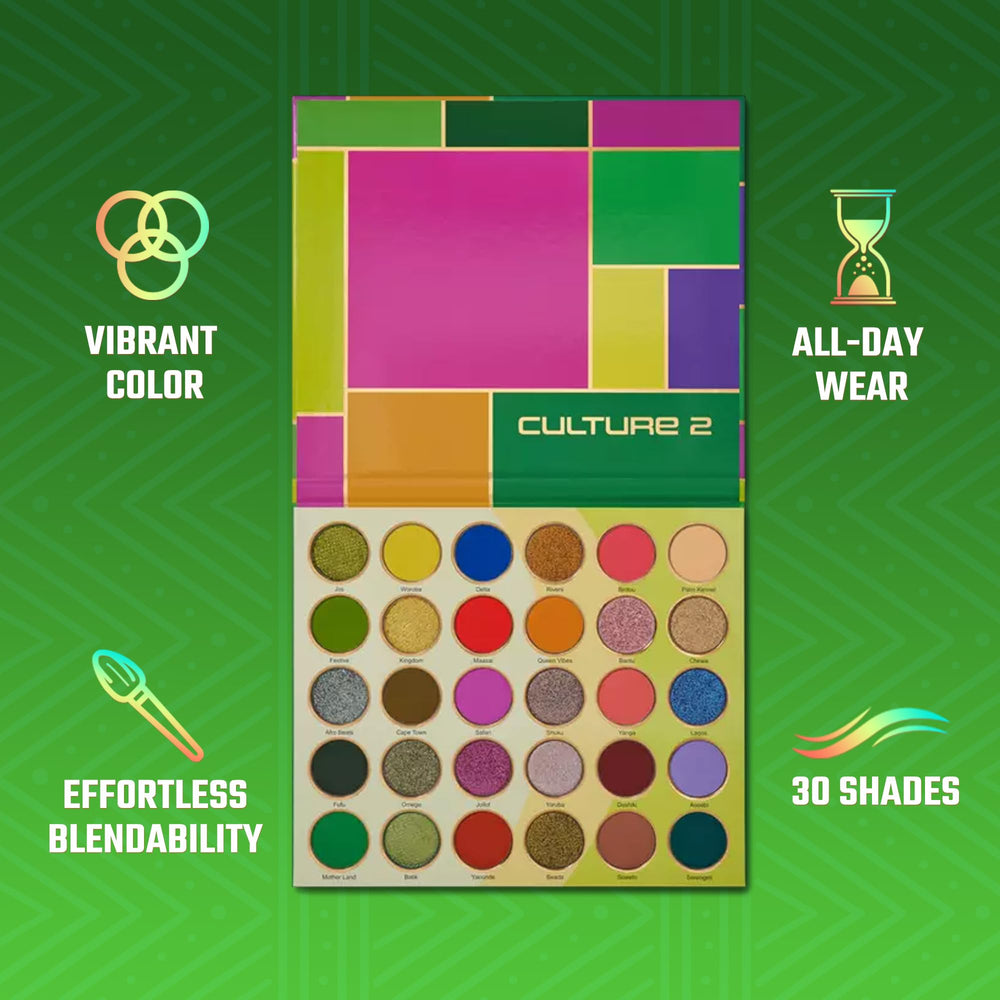 Juvia's Place Culture 2 glitter shades closeup highlights shimmering metallics for glam lids.