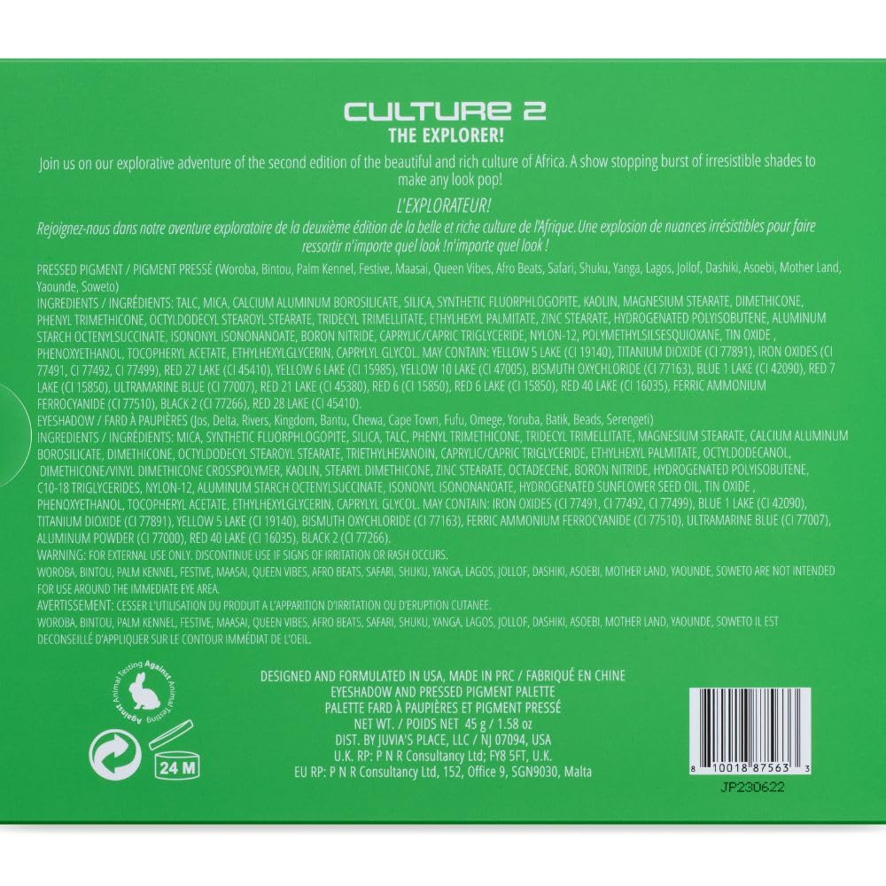 Juvia's Place Culture 2 swatch palette in use demonstrates long-lasting color impact.