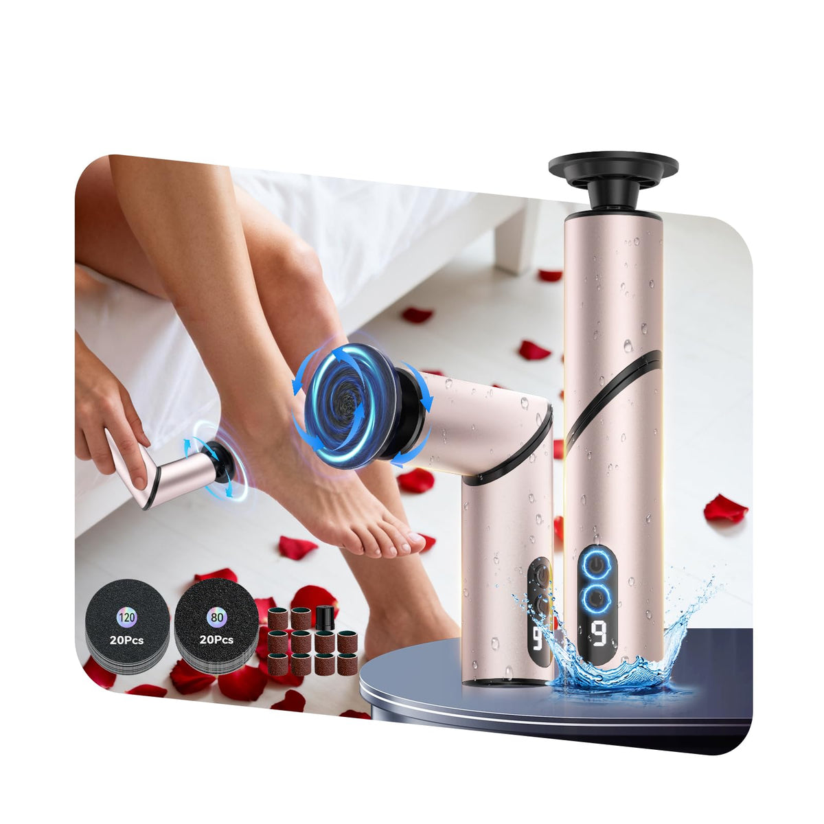 Juxujoin 5-in-1 foot callus remover device for at-home pedicures.