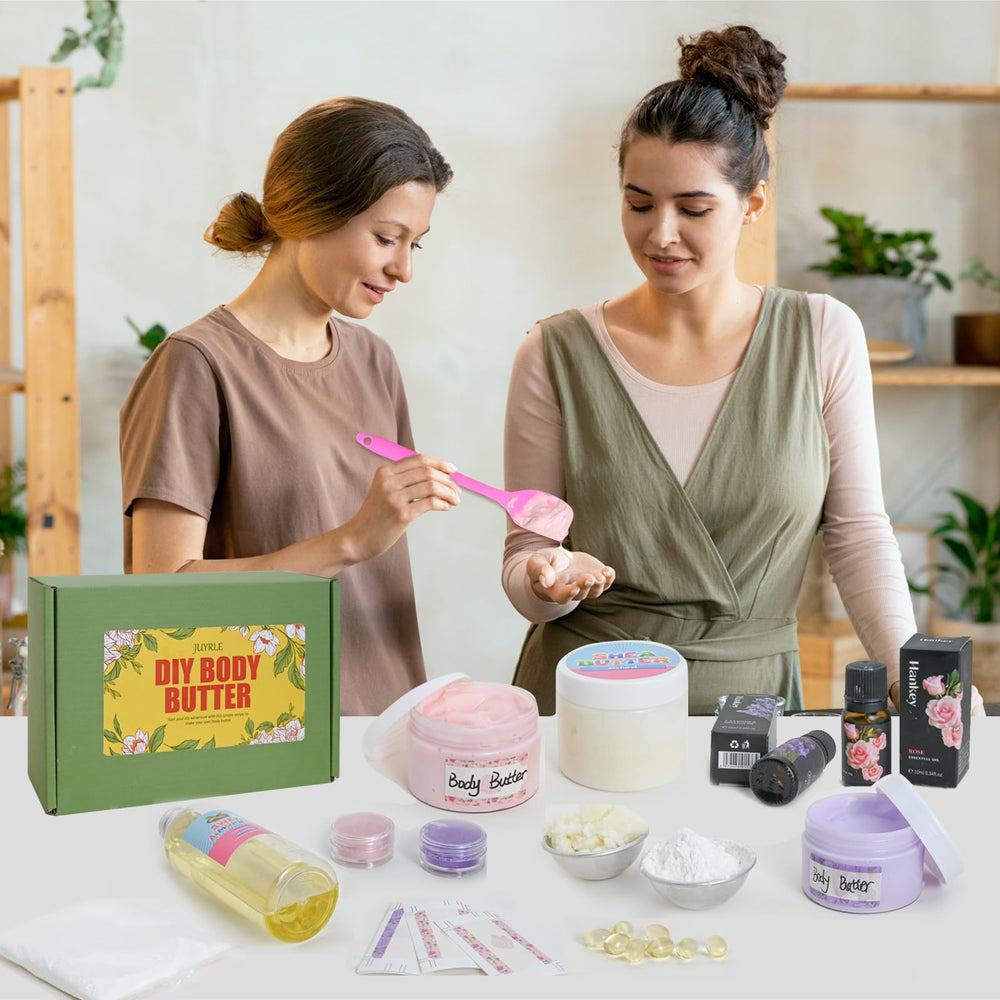 JUYRLE whipped process image guides easy steps to creamy lotion.