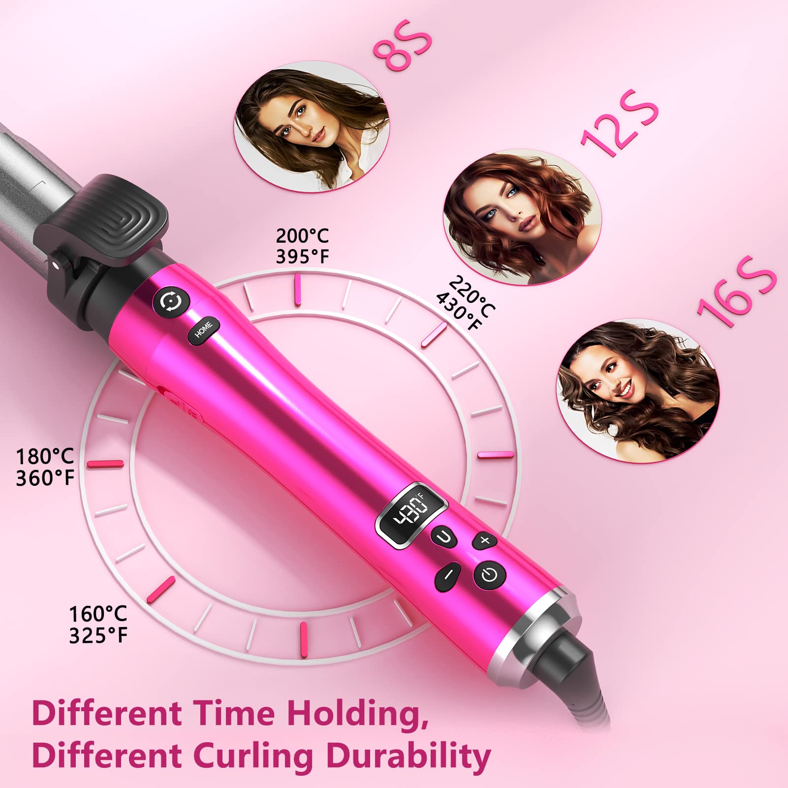 JVAXS Auto 360 Curling Iron Set five temperature settings for personalized curls
