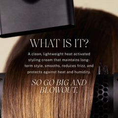 JVN Complete Blowout Styling Milk bottle pump showing easy dispensing for precise styling