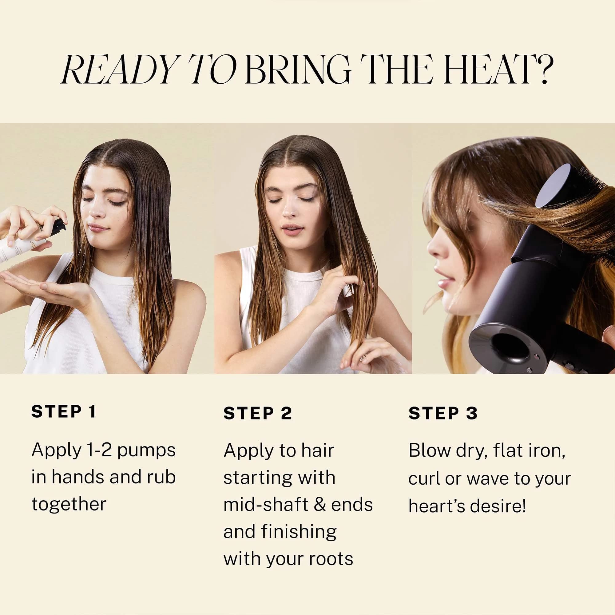 JVN Complete Blowout Styling Milk heat protection highlights shield against high-heat styling up to 450°F.