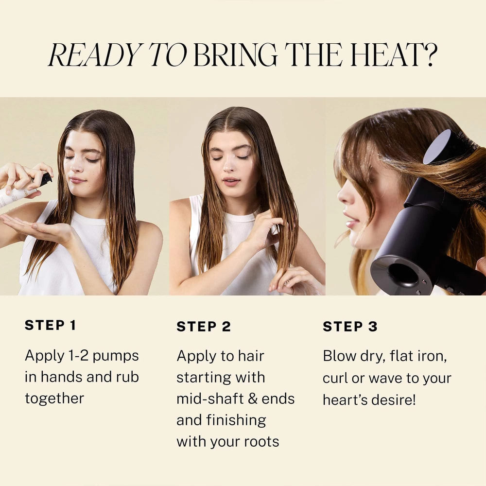 JVN Complete Blowout Styling Milk heat protection highlights shield against high-heat styling up to 450°F.