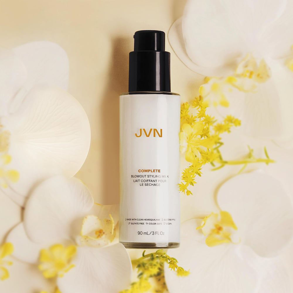JVN Complete Blowout Styling Milk orchid-milk-hydration prompts deep moisture while styling