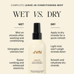 JVN Complete Leave-In Conditioning Mist spray action showing even dispersion