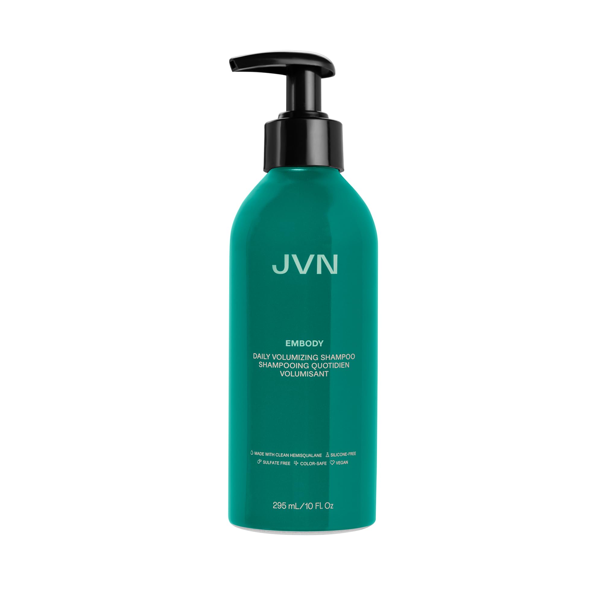 JVN Embody Shampoo bottle shows color-safe volumizing formula for renewed fullness