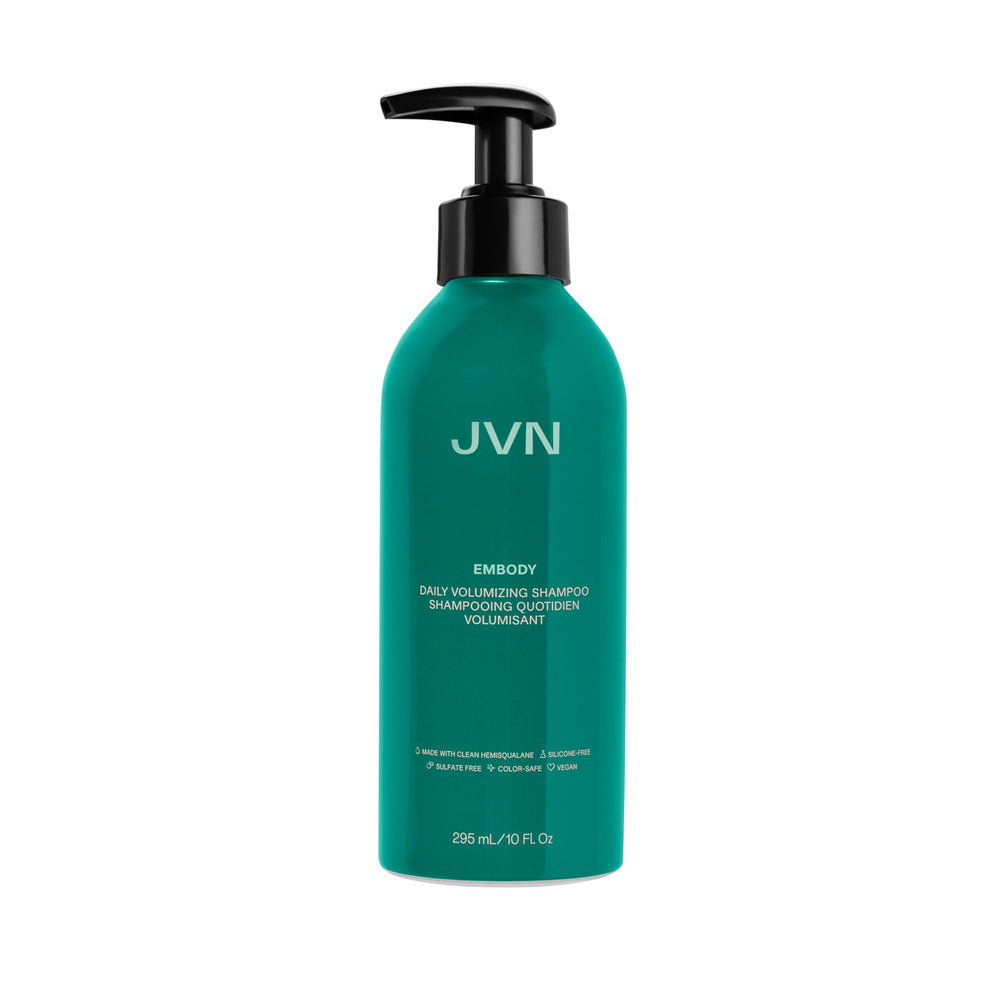 JVN Embody Shampoo bottle shows color-safe volumizing formula for renewed fullness