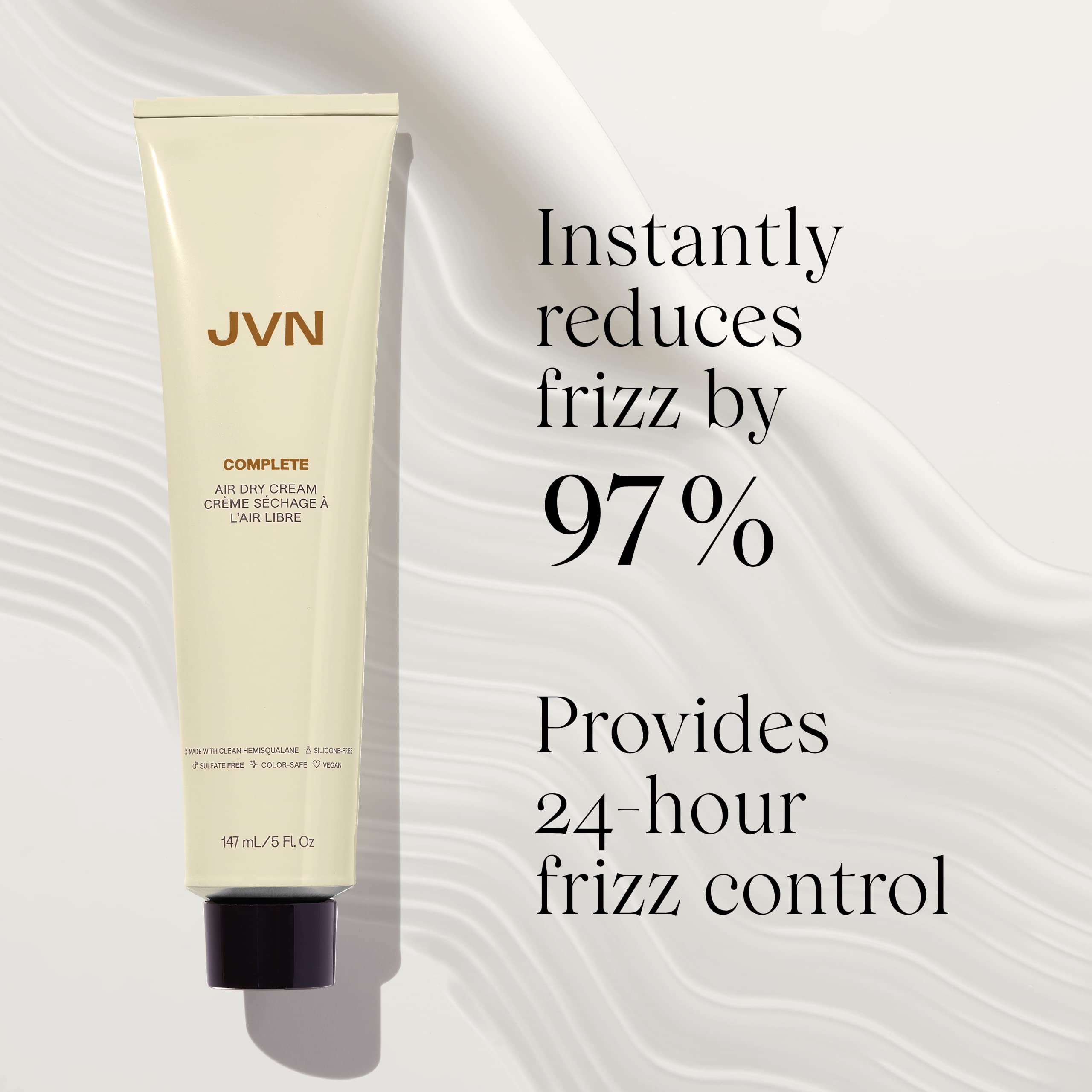 JVN No Heat Air Dry Cream application hands show creamy texture for even distribution
