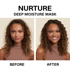 JVN Nurture Deep Moisture Mask application shot shows creamy treatment absorbing quickly for nourishing results.