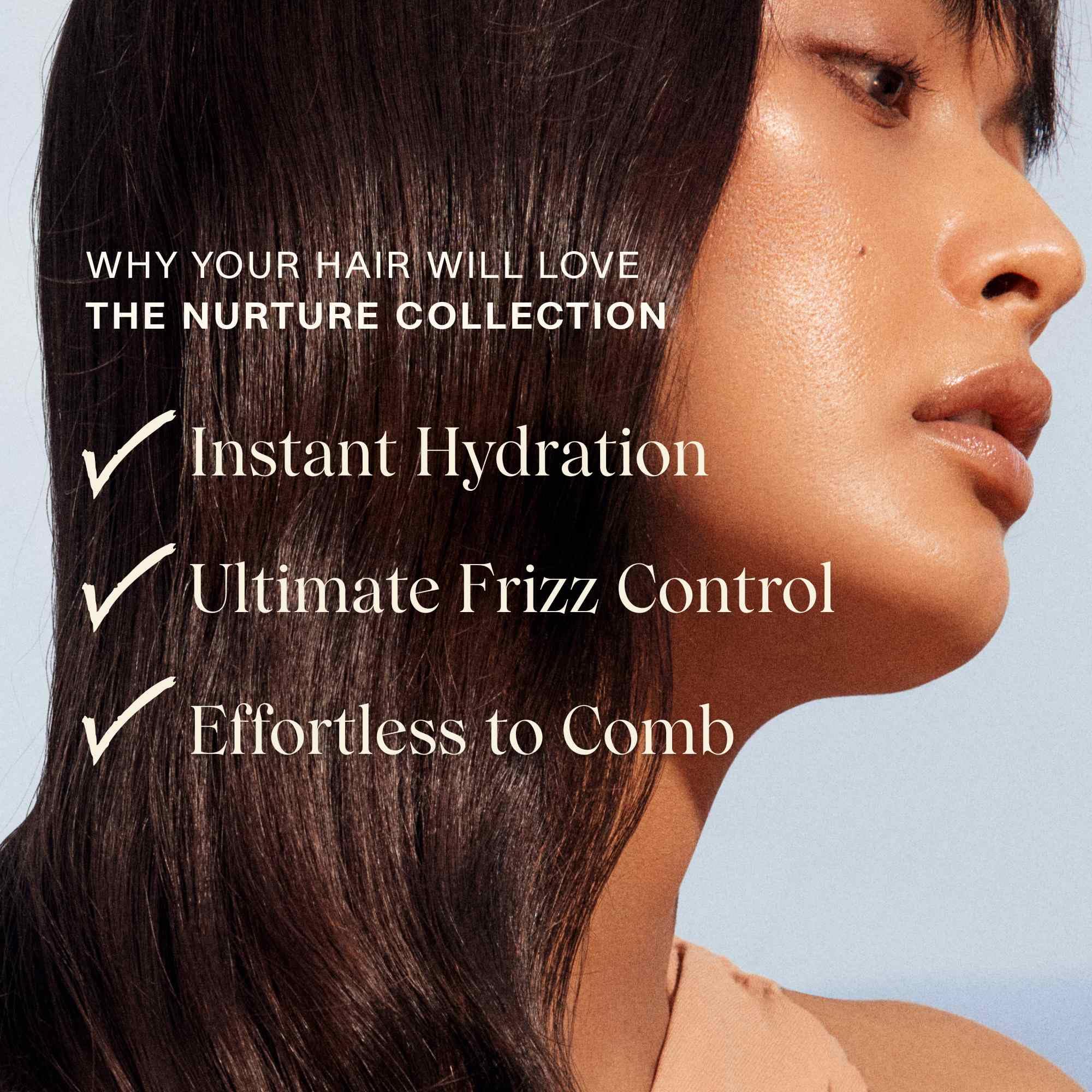 JVN Nurture detangling hair comb shows easier brushing and reduced tugging.