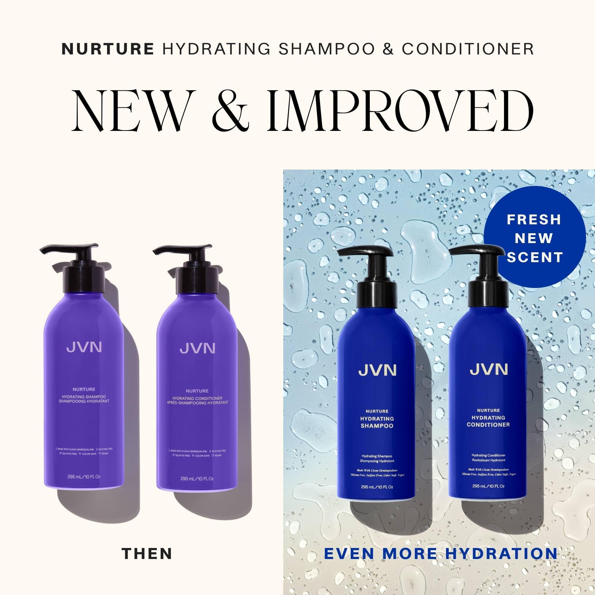 JVN Nurture detangling closeup demonstrates easier comb-through after use