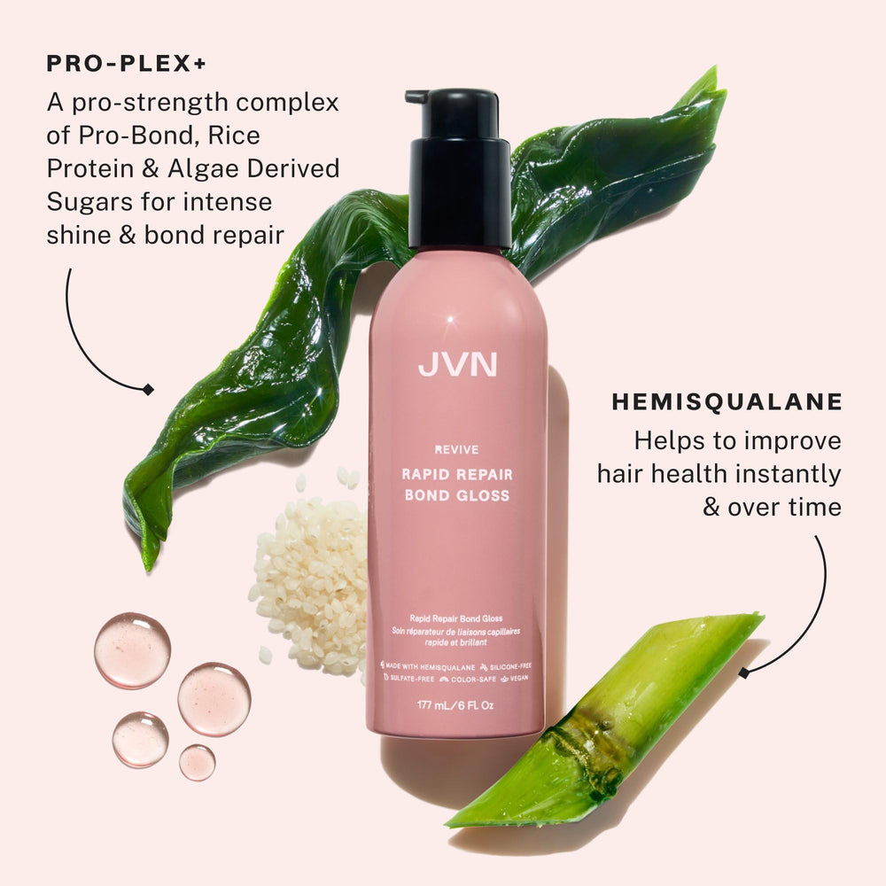 JVN Revive Bond Gloss on glossy hair after use highlights instant shine