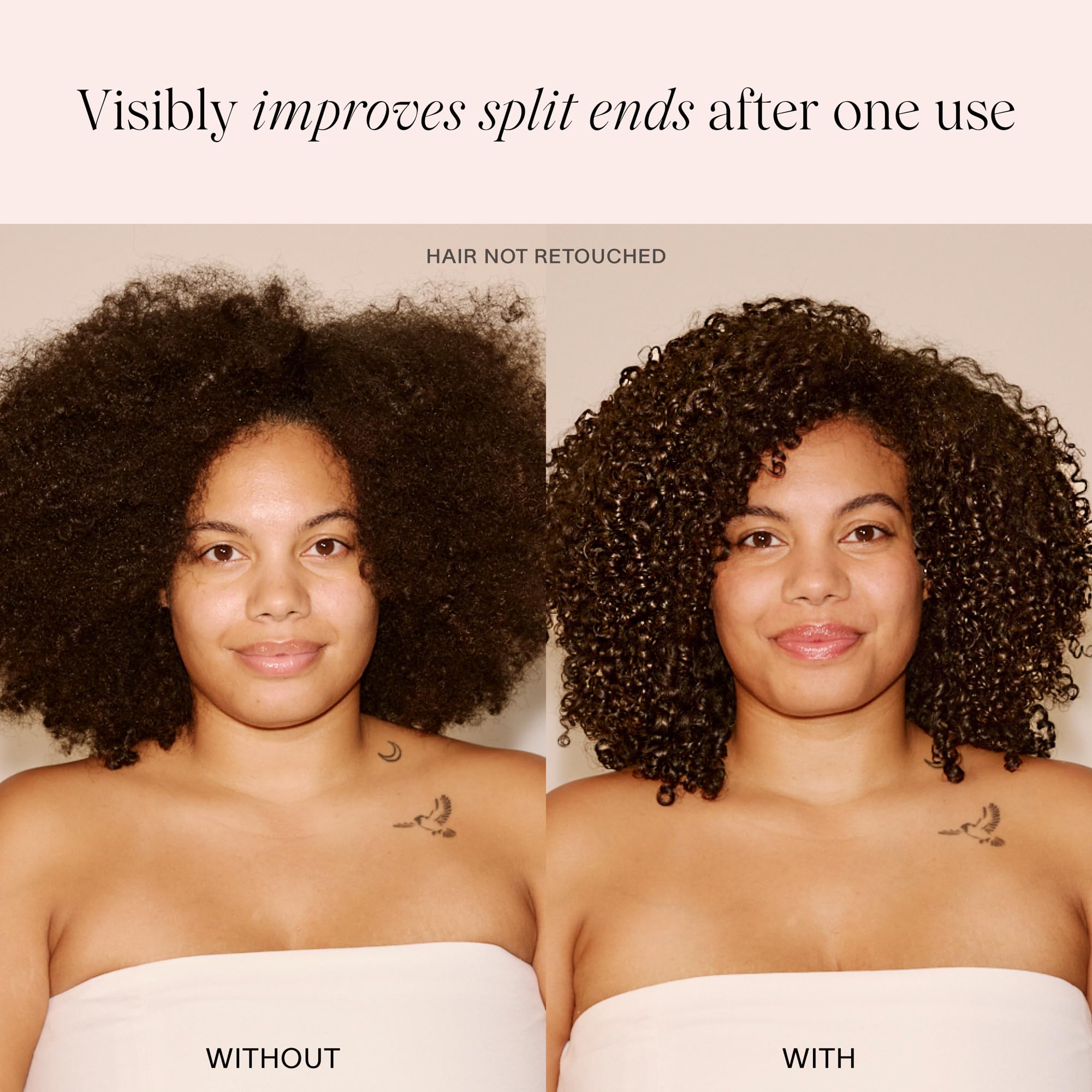 JVN Revive Shampoo before-after image suggests reduced damage and smoother lengths.