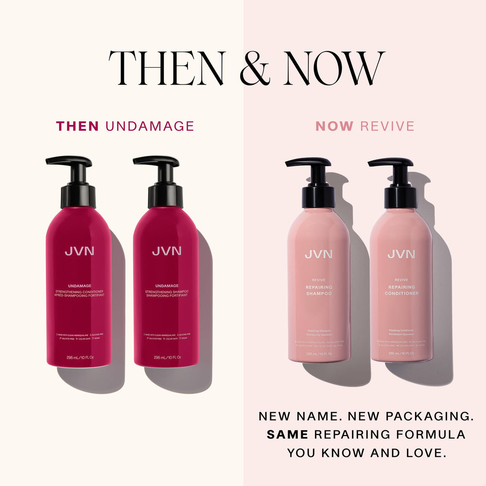 JVN Revive Shampoo sulfate-free badge highlights non-toxic cleansing.