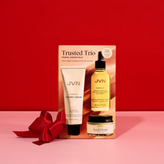 JVN Trusted Trio air-dry cream texture swatch for no-heat styling shine