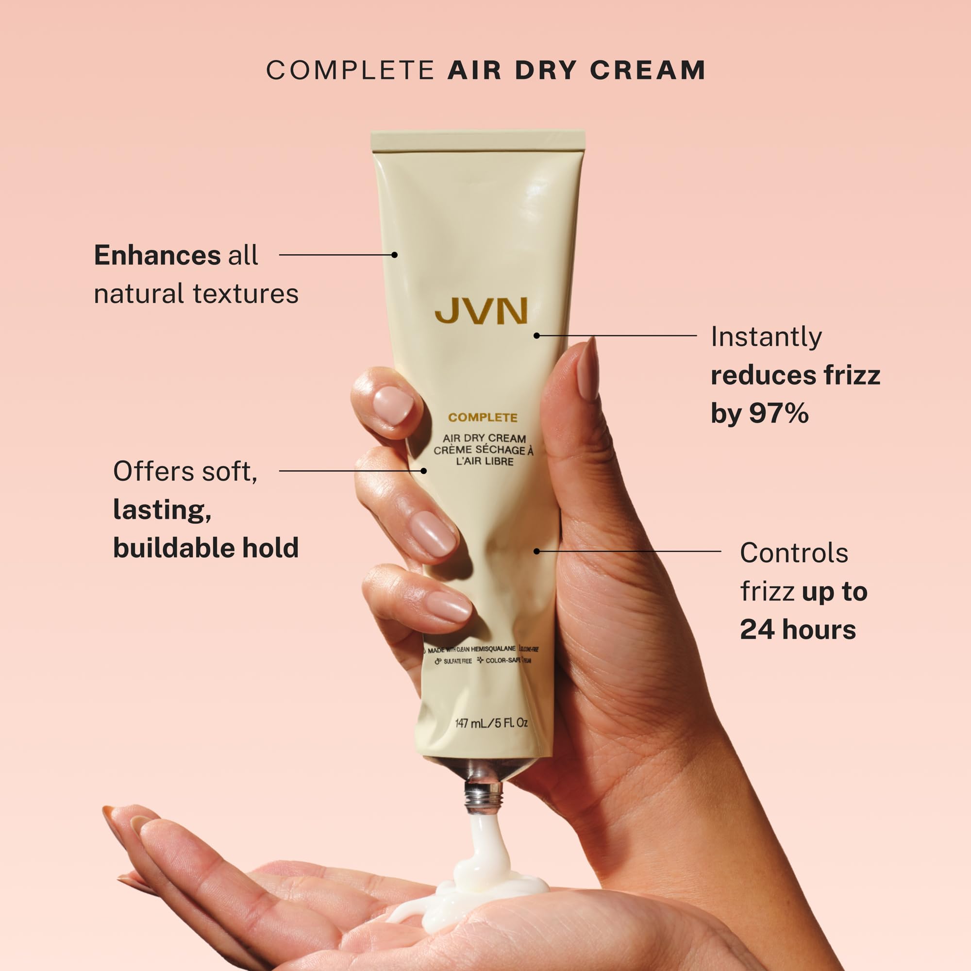 JVN Trusted Trio instant recovery serum bottle demonstrates balanced, smoother hair
