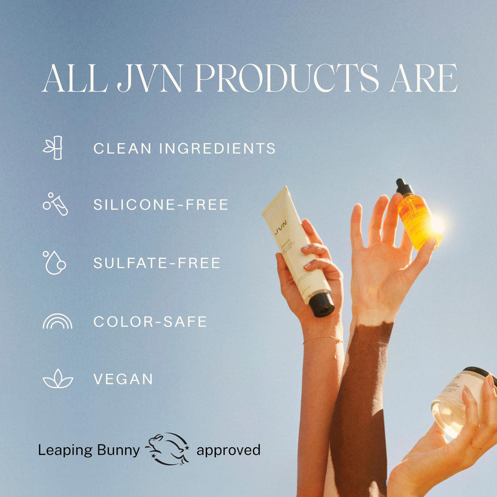 JVN Trusted Trio silicone-free label highlights clean beauty and lightweight care