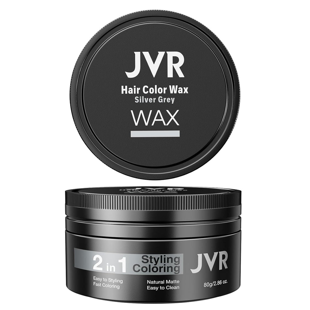 JVR silver gray wax used for cosplay and party hair looks.