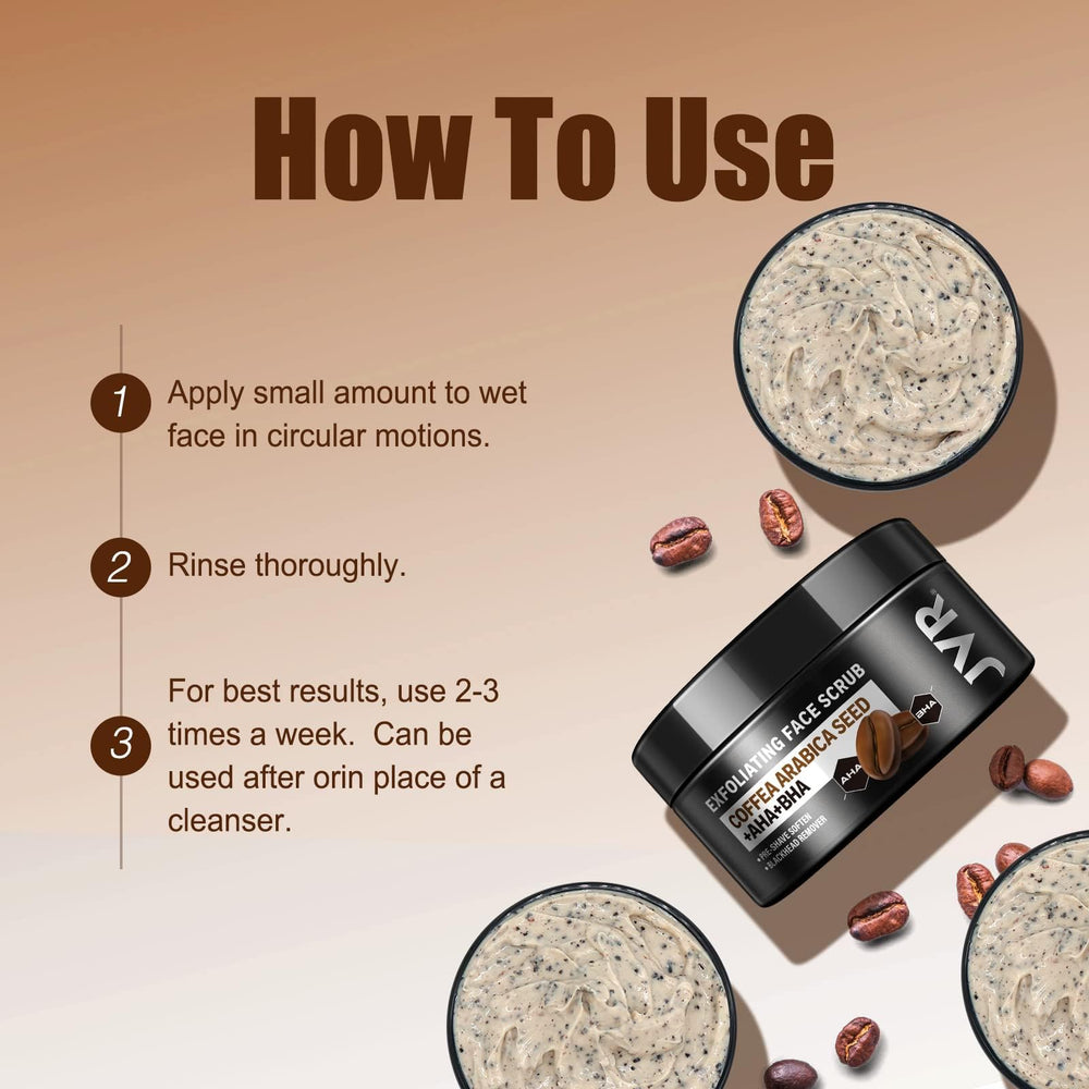 JVR Face Scrub routine-steps-shot emphasizes a quick, effective 30-second daily ritual.