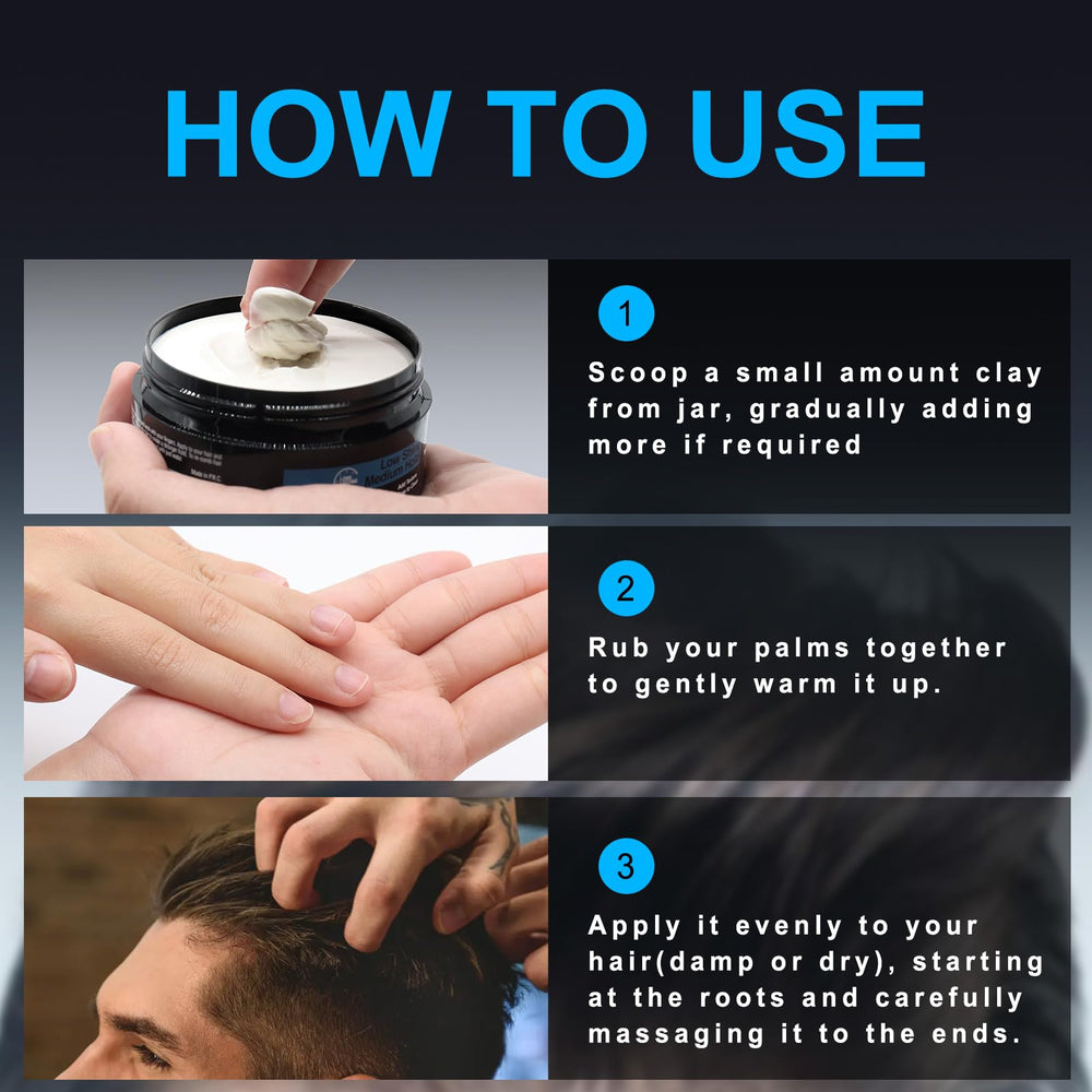 JVR Hair Clay application on model shows natural texture and matte finish.