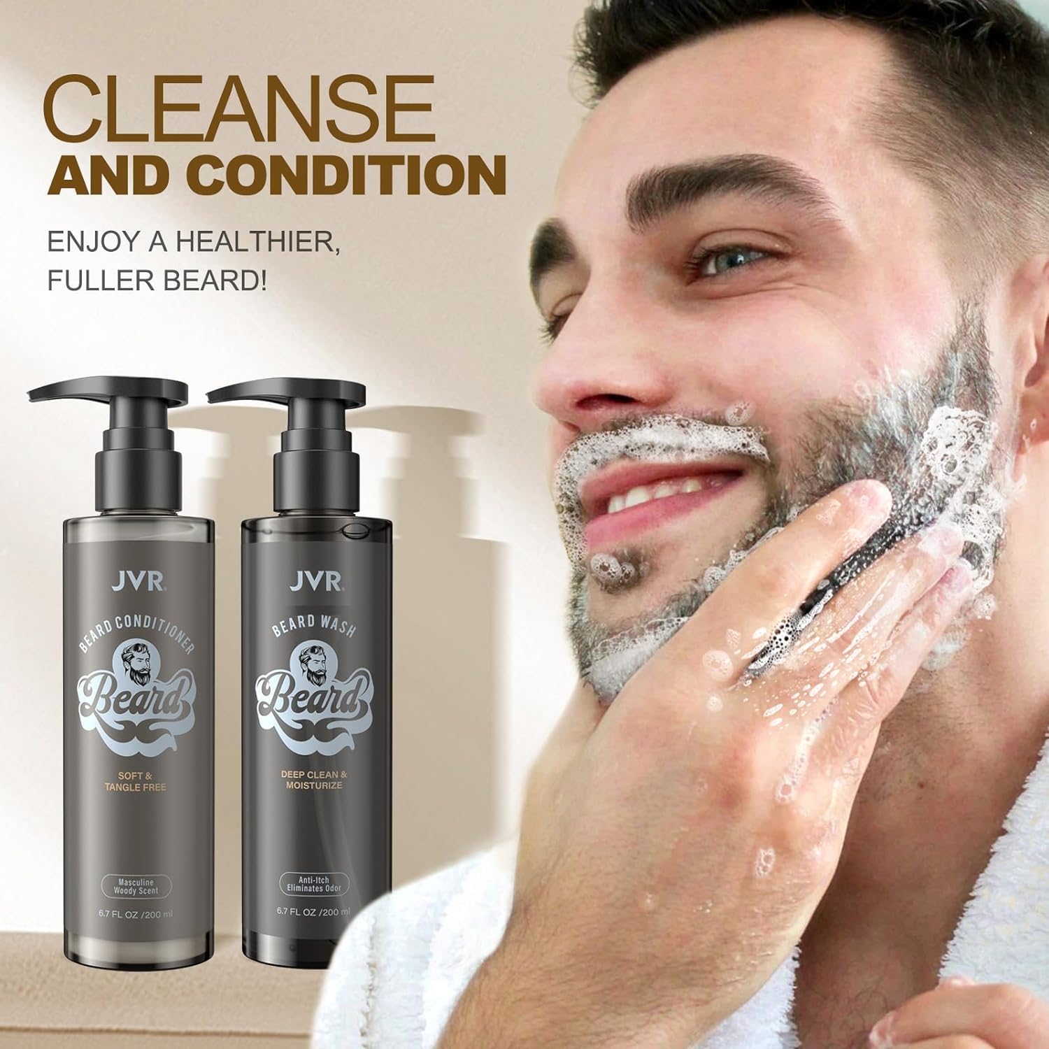 JVR masculine-woody-scent conveys premium fragrance in daily grooming.