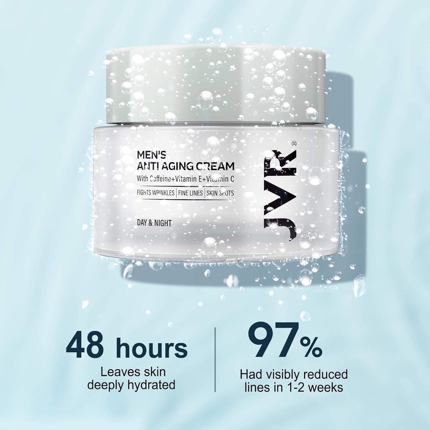JVR mens moisturizer close-up texture showing smooth, non-greasy finish.
