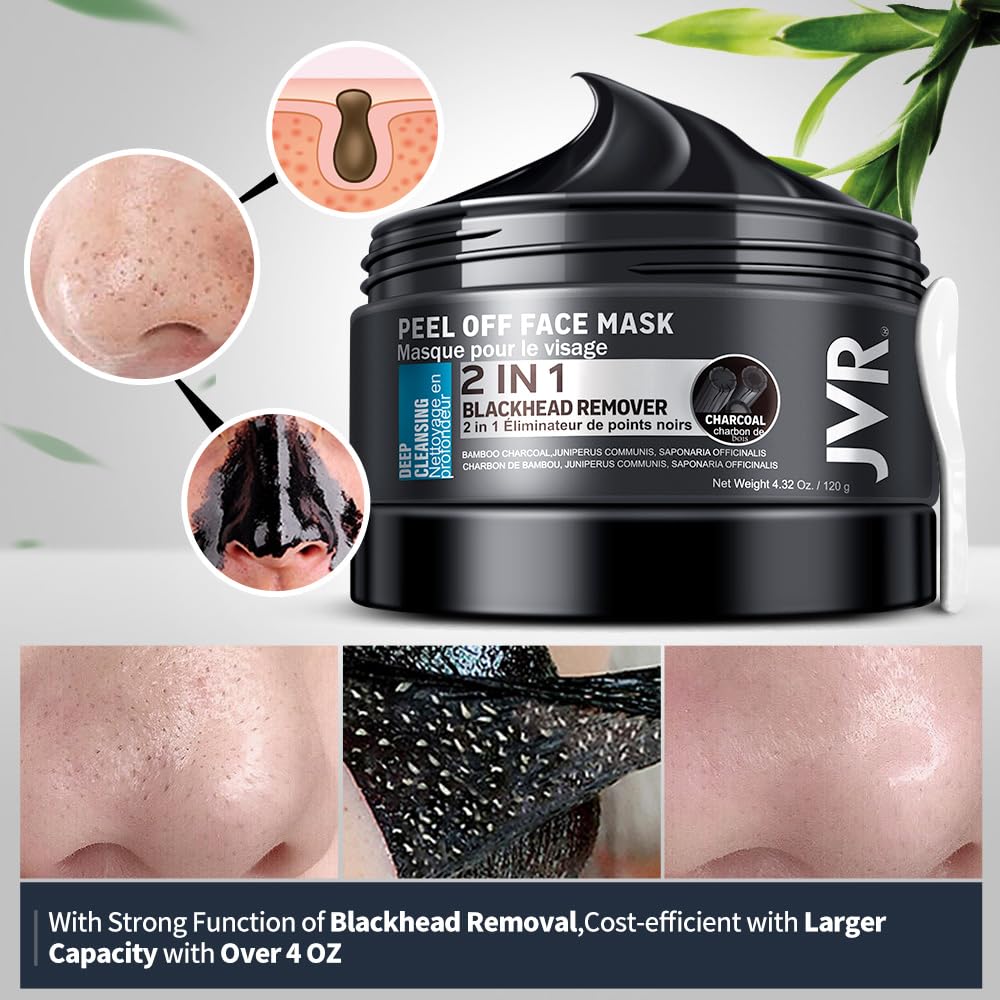 JVR Packaging and instructions highlight 2-in-1 cleansing and blackhead removal.