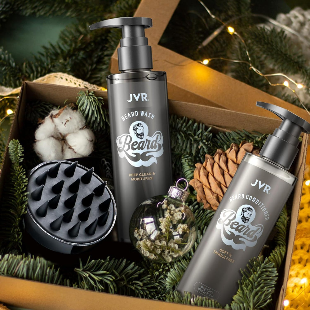 JVR shine-beard-finish shows glossy, well-groomed beard after care.