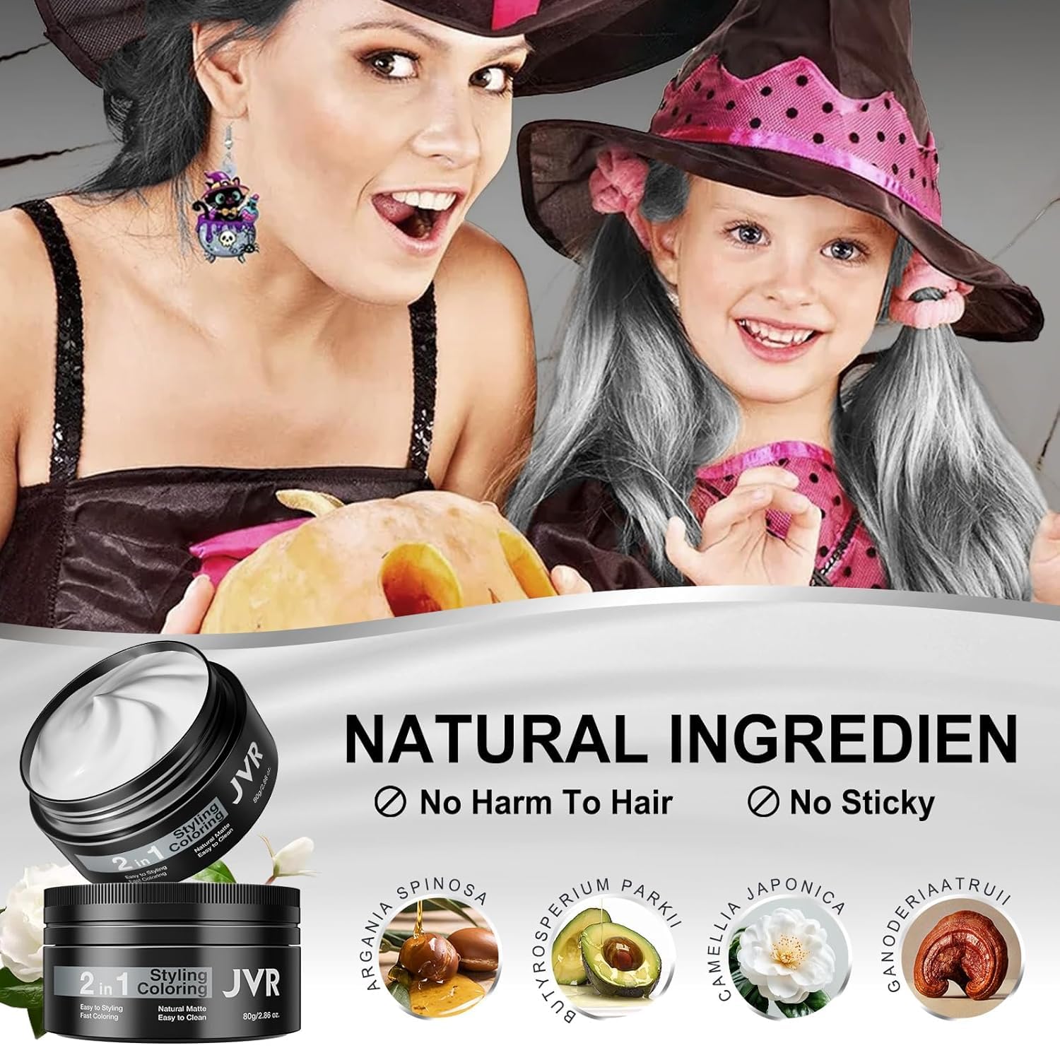 JVR wax slicked back with silver gray shade for polished style.