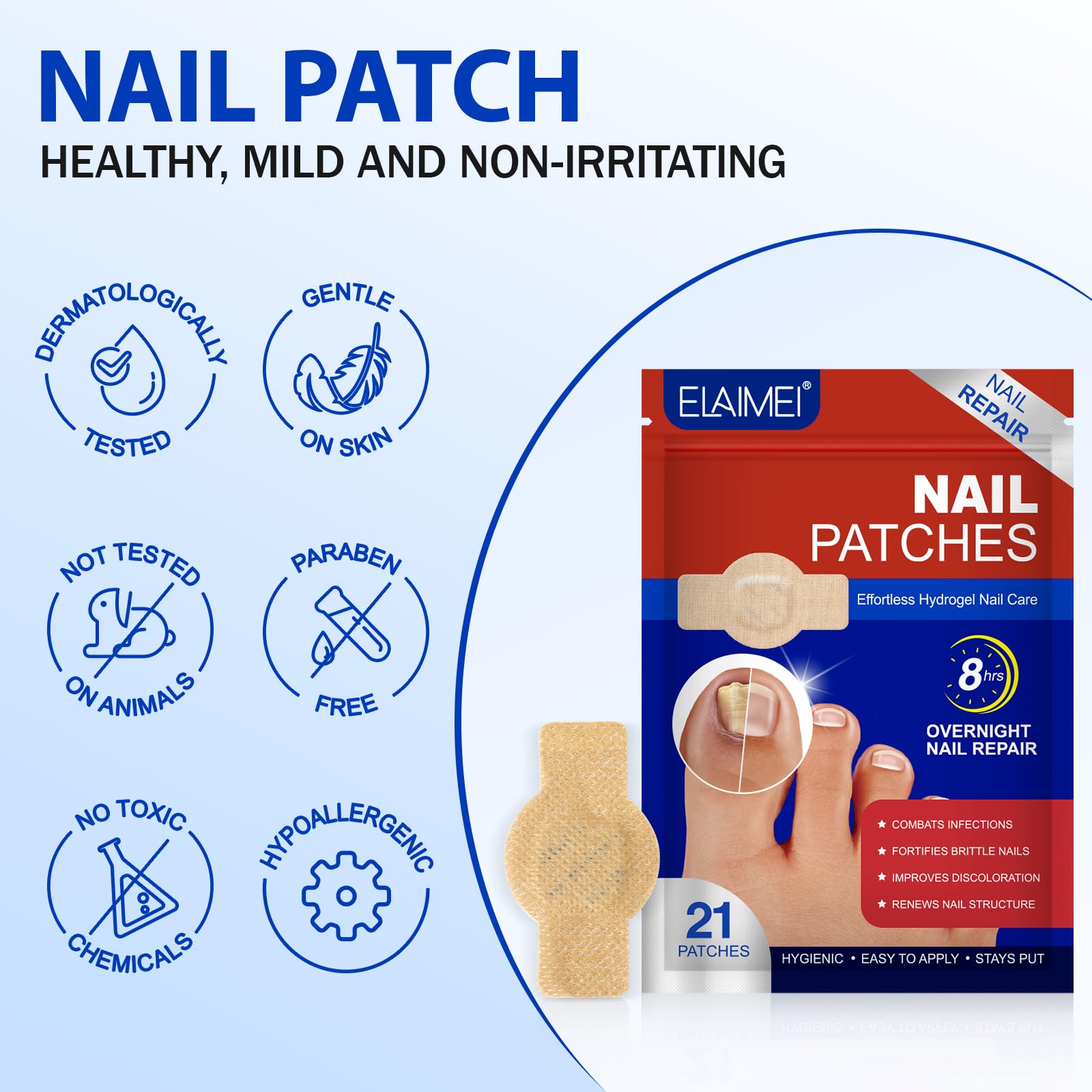 JWBVCTCR nail patches discoloration reduction potential with consistent overnight use