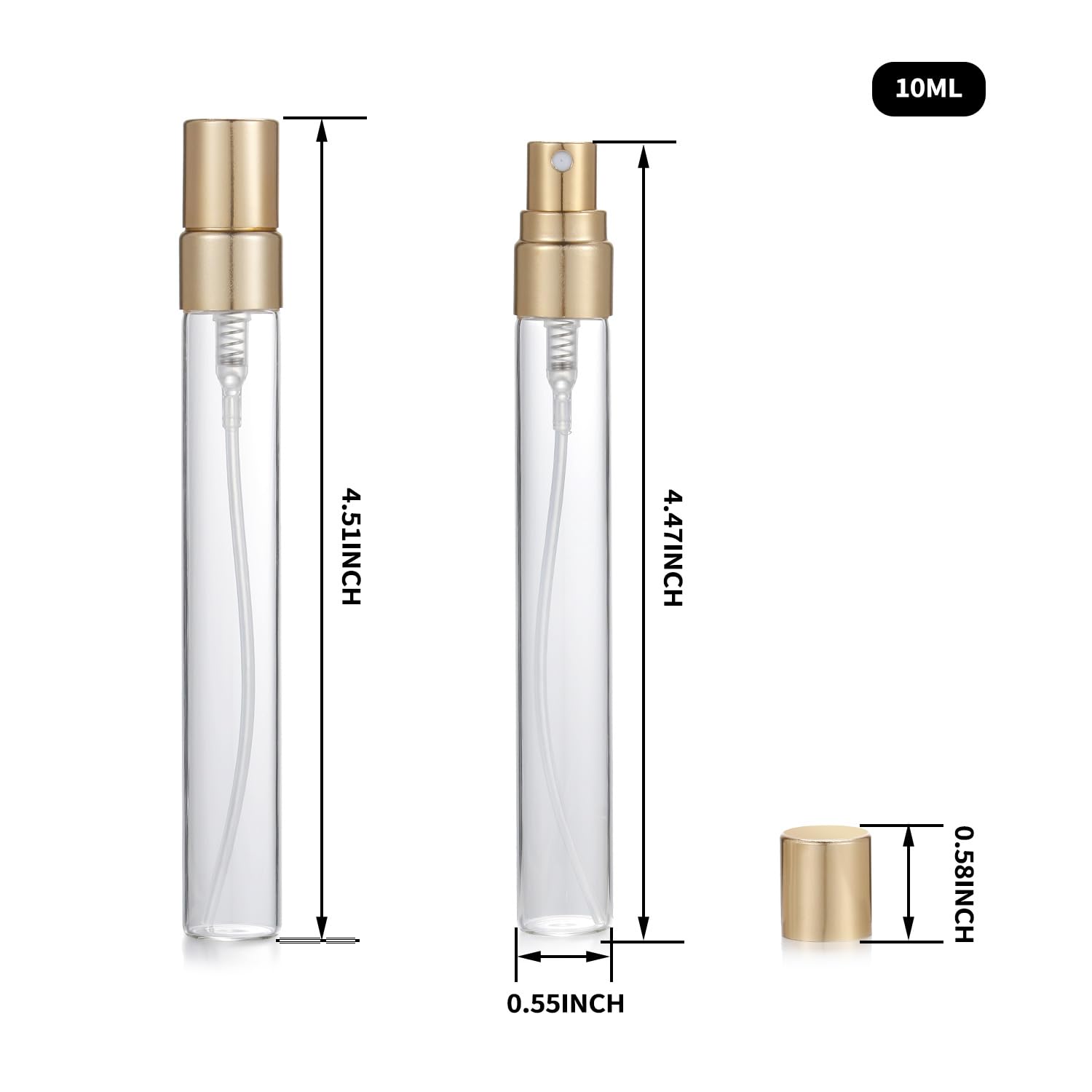 Jxcmeng clear glass bottle with golden nozzle showcases premium, leak-free fragrance storage.
