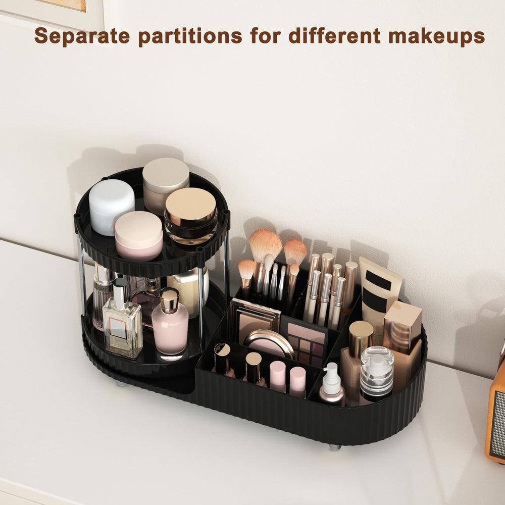 Jywantful space-saving design fits different bottle sizes, maximizing counter space for cosmetics.