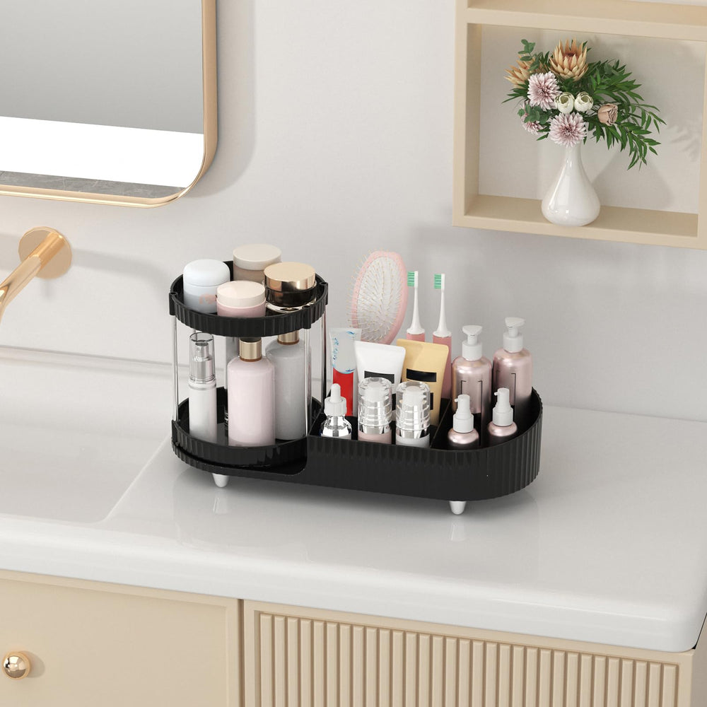 Jywantful space-saving design reduces clutter on vanity and bathroom counters.