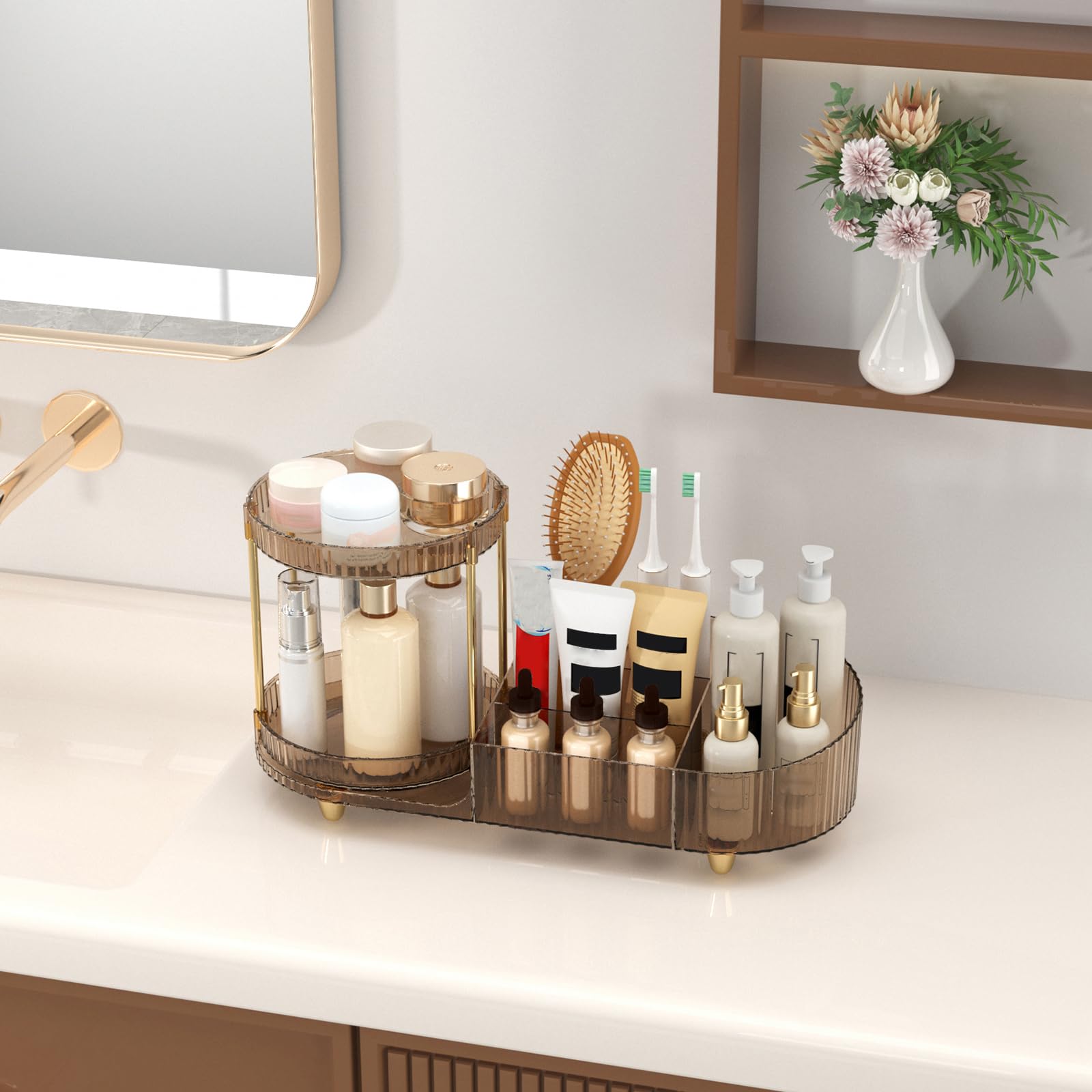 Jywantful space-saving countertop organizer fits desks, vanities, and bathrooms.