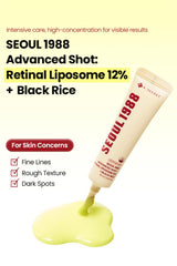 K-SECRET SEOUL 1988 Retinal Advanced Shot label closeup highlighting 12% retinal liposome