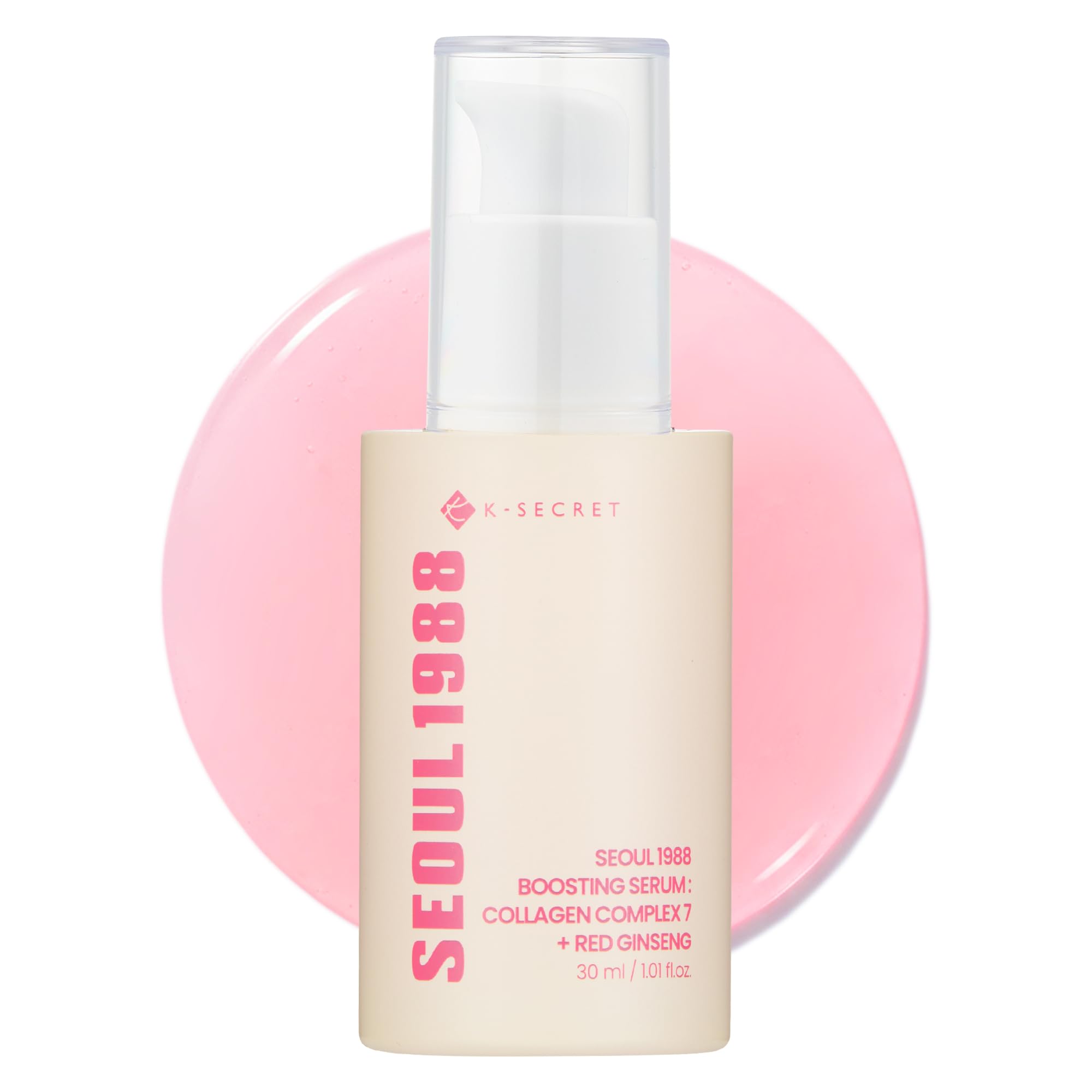 K-SECRET Seoul 1988 serum bottle close-up for hydrated, radiant skin