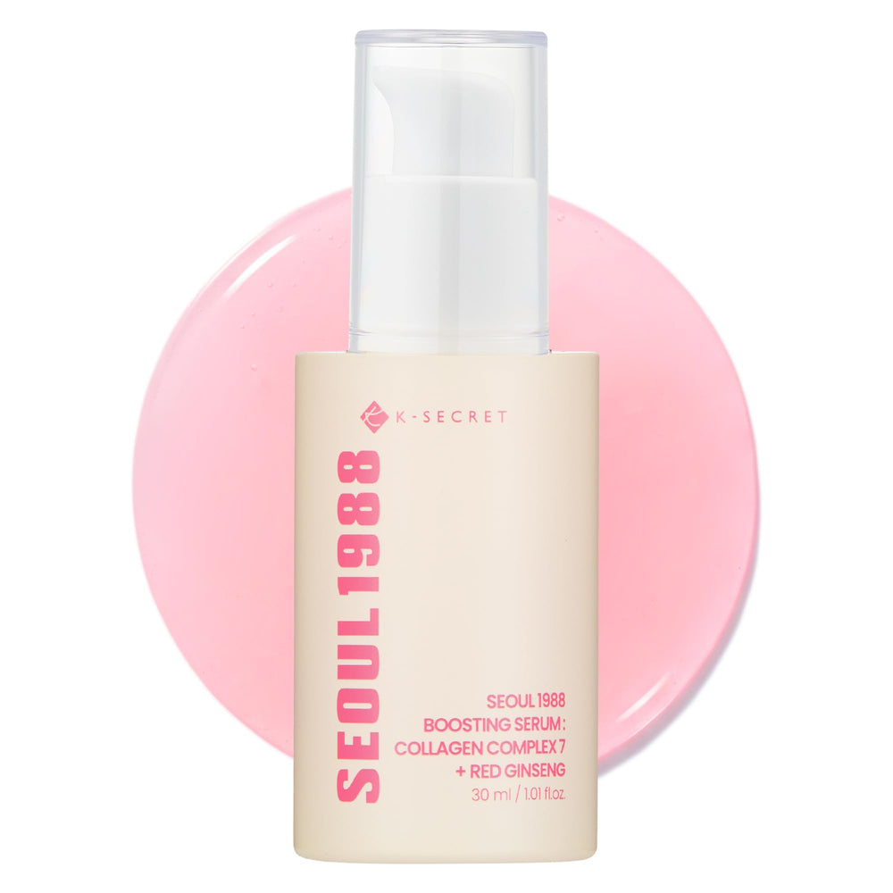 K-SECRET Seoul 1988 serum bottle close-up for hydrated, radiant skin